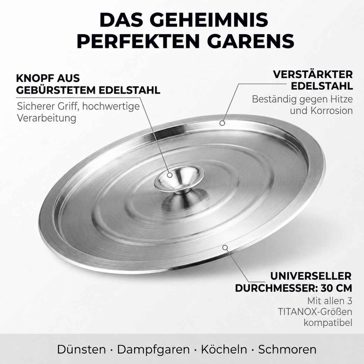 Universaldeckel aus Edelstahl — TITANOX®