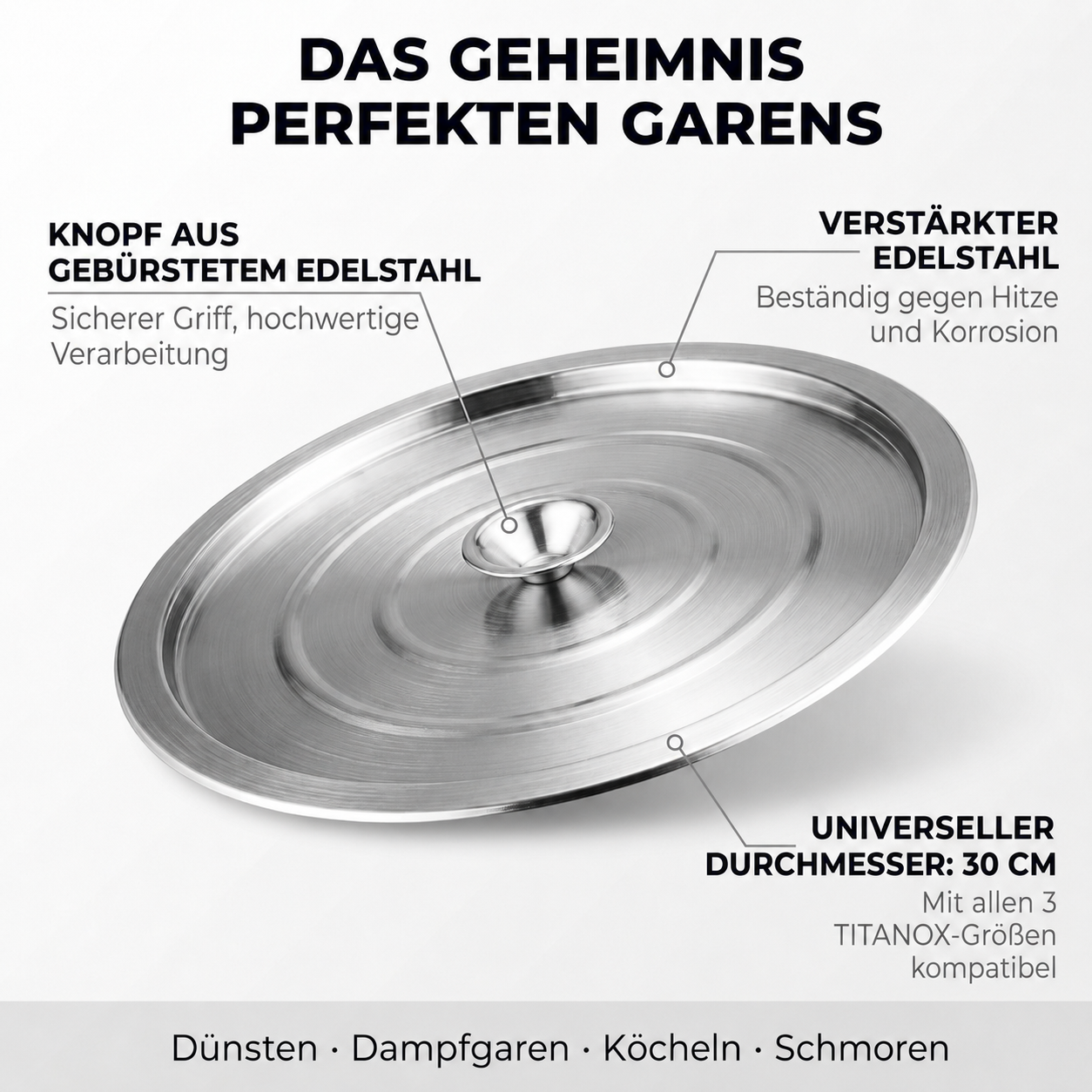Universaldeckel aus Edelstahl — TITANOX®