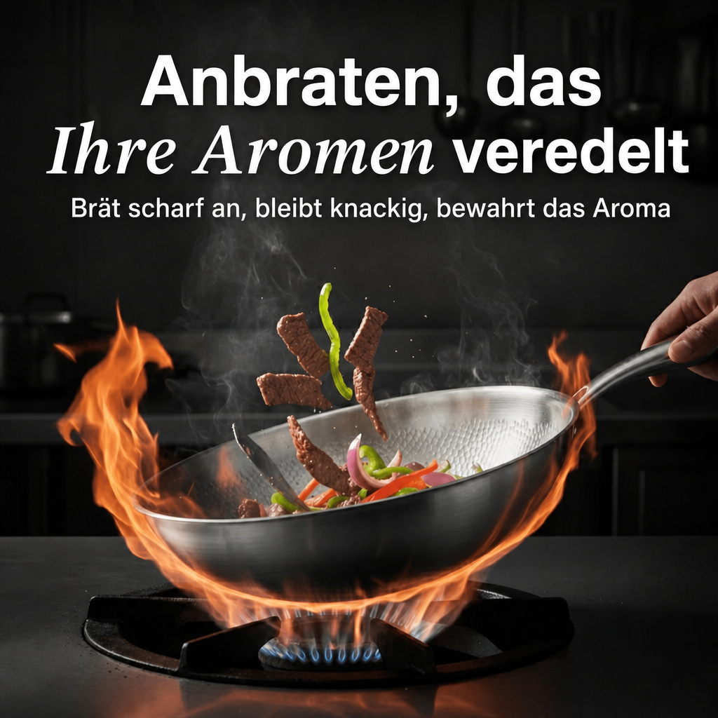 TITANOX® Titan-Wok 28 cm – 100 % reines Titan, unbeschichtet