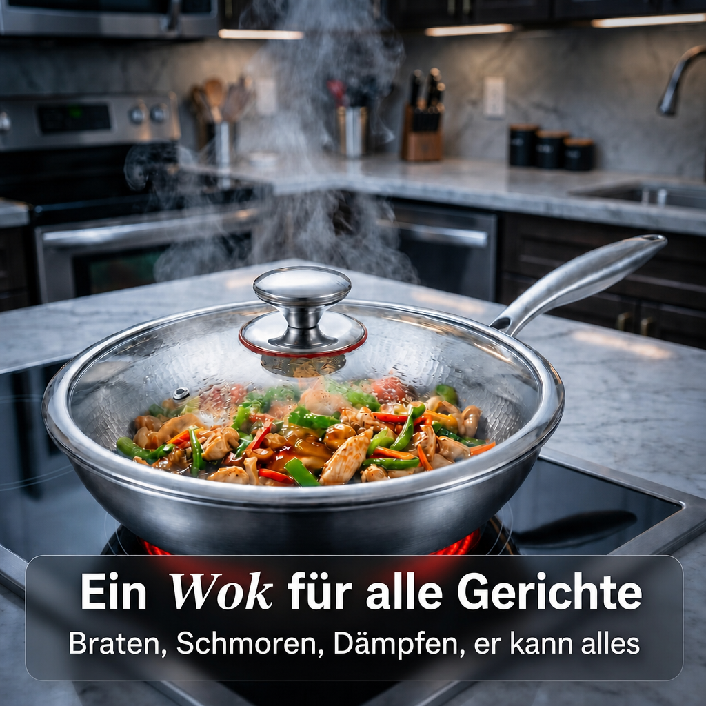 TITANOX® Titan-Wok 28 cm – 100 % reines Titan, unbeschichtet
